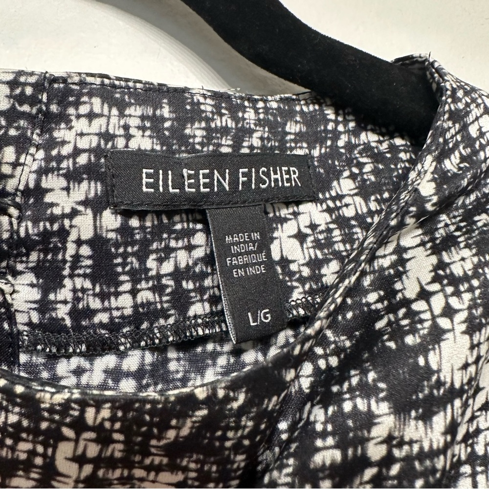 Eileen Fisher Funnel Neck Prism Silk Organic Cotton Blouse Top - Picture 6 of 8